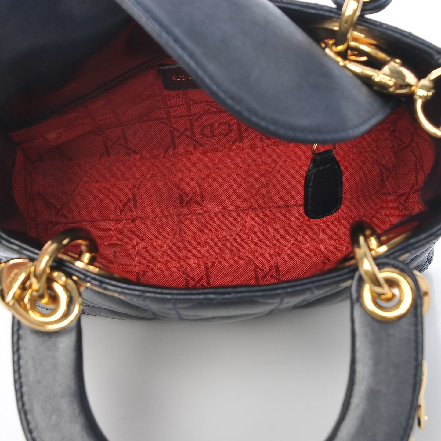 Lambskin Cannage Mini Lady Dior Navy Blue
