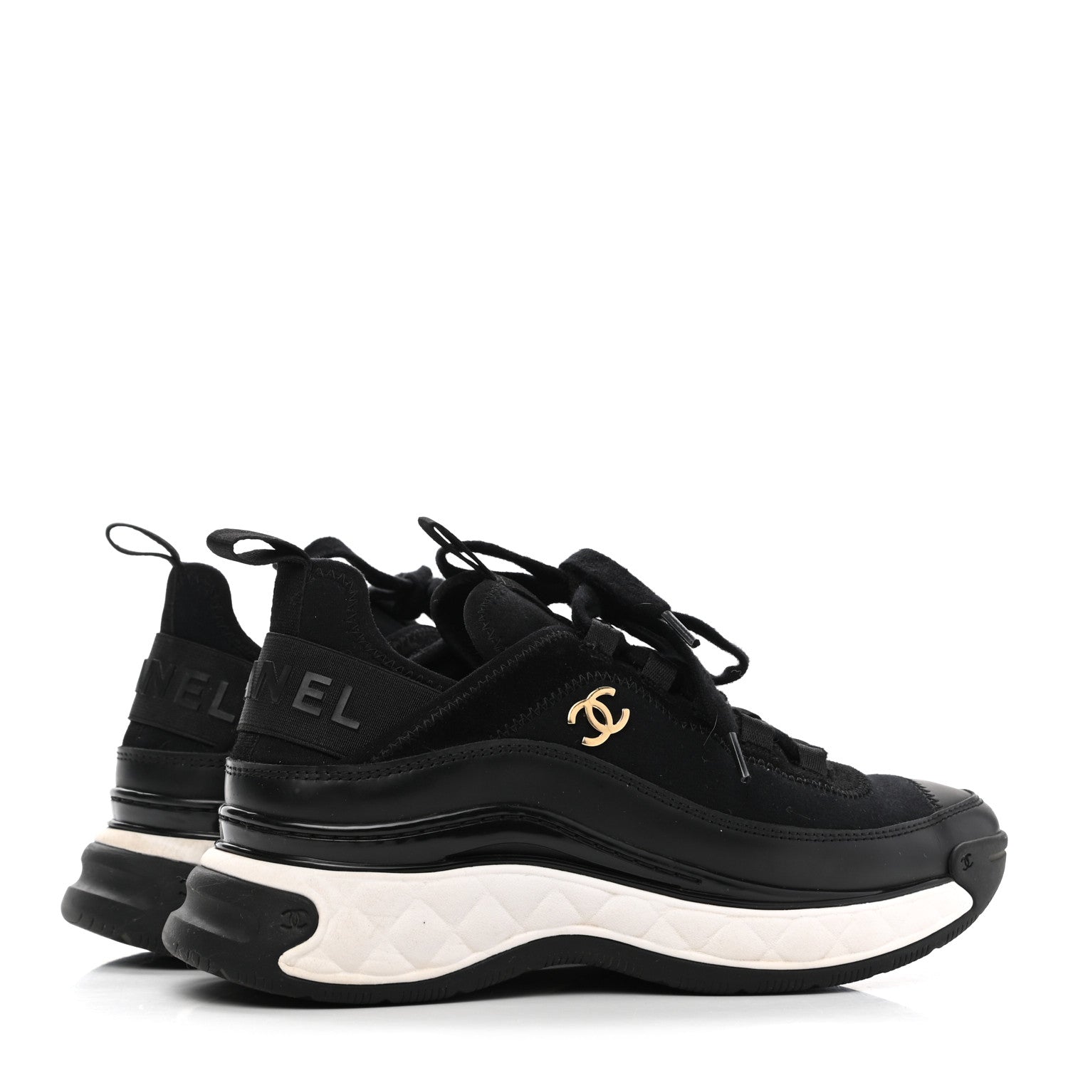 Chanel Velvet Calfskin Mixed Fibers CC Sneakers 35 Black 4 of 8