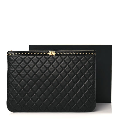 Chanel Calfskin Quilted Large Boy Chain Around Cosmetic Case Black 8 of 8