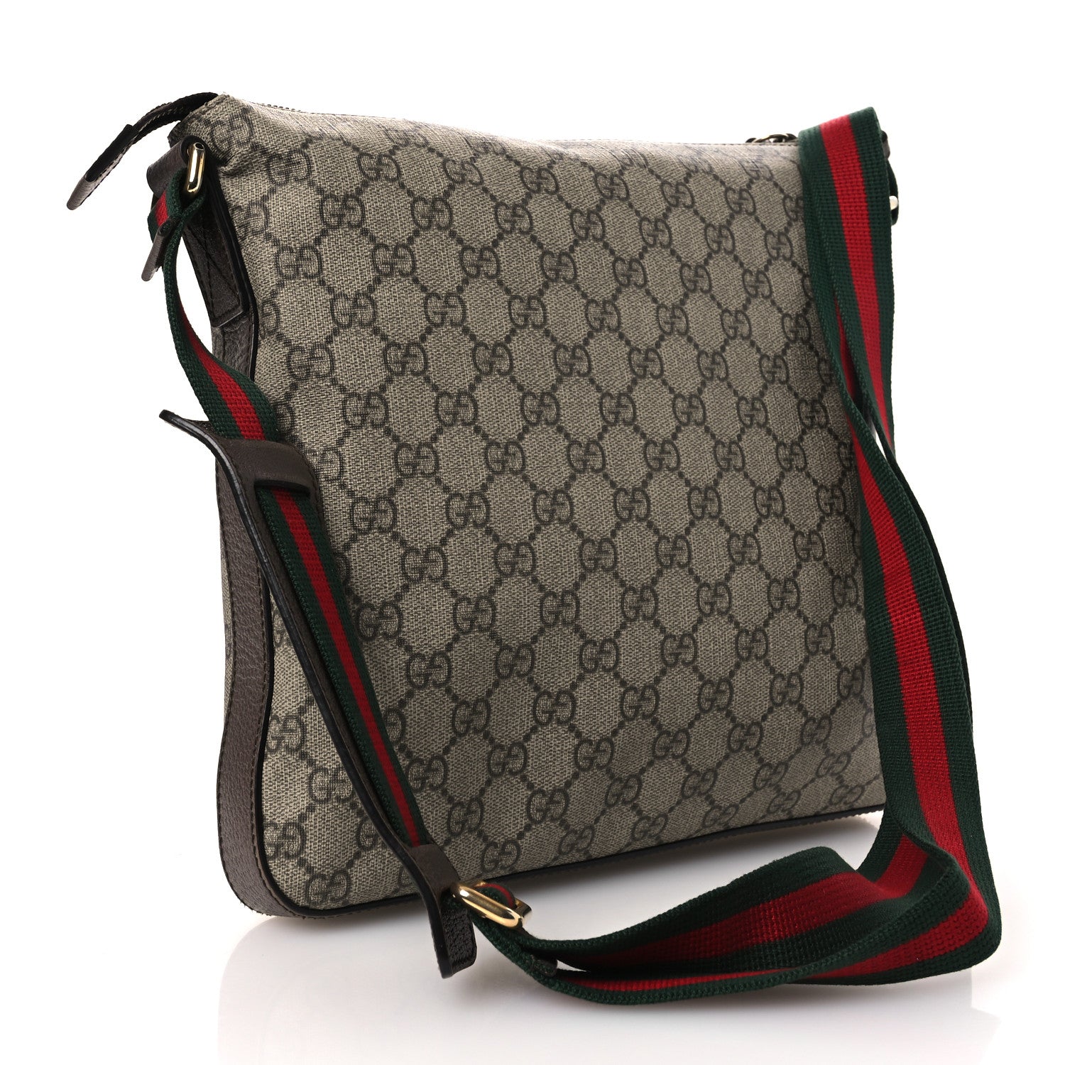 Gucci Soft GG Supreme Monogram Courrier Web Medium Flat Messenger Bag Beige New Acero Multicolor 3 of 15