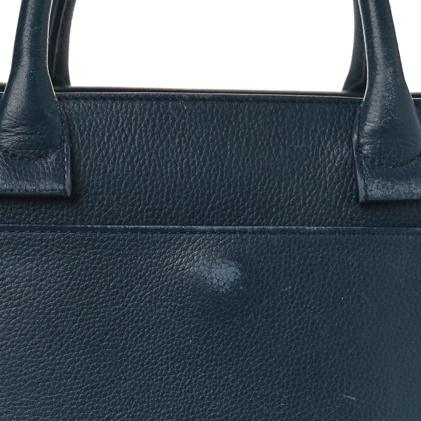 Grained Calfskin Small Neo Executive Shopper Tote Dark Blue Black