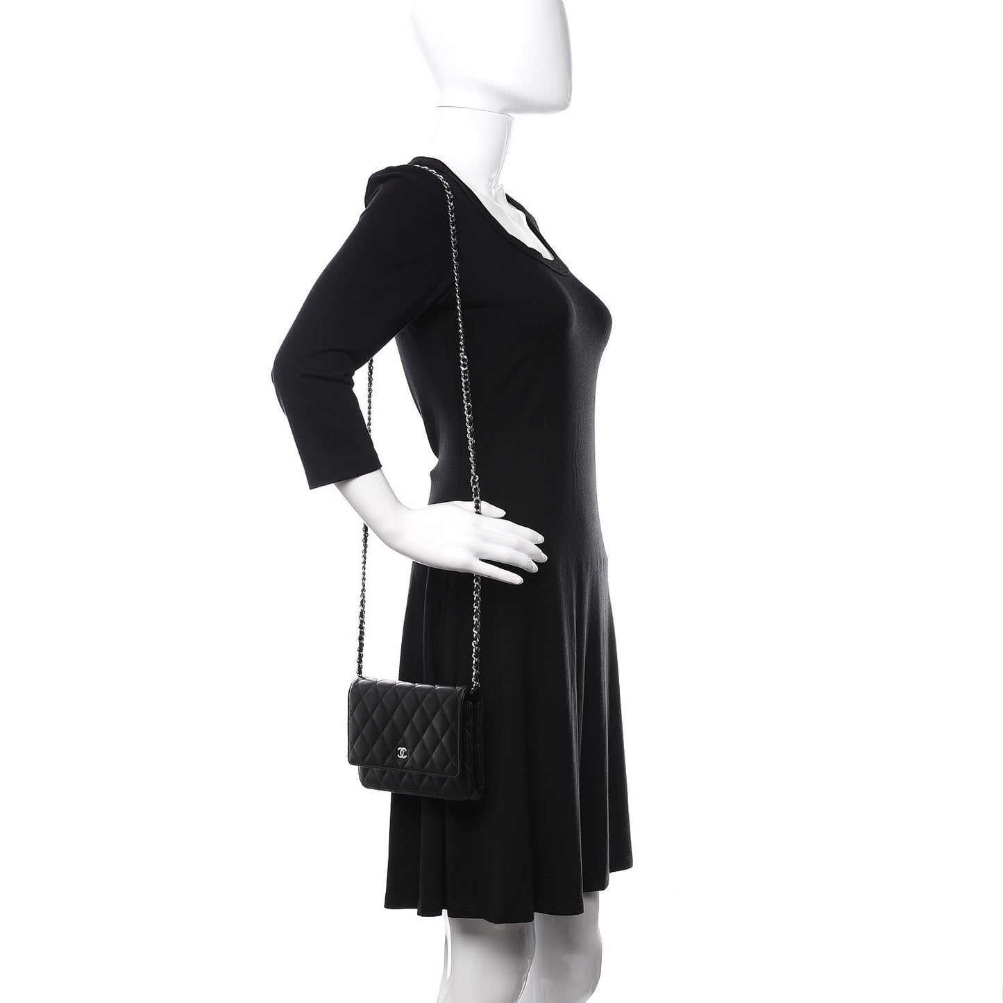 Lambskin Quilted Wallet On Chain WOC Black
