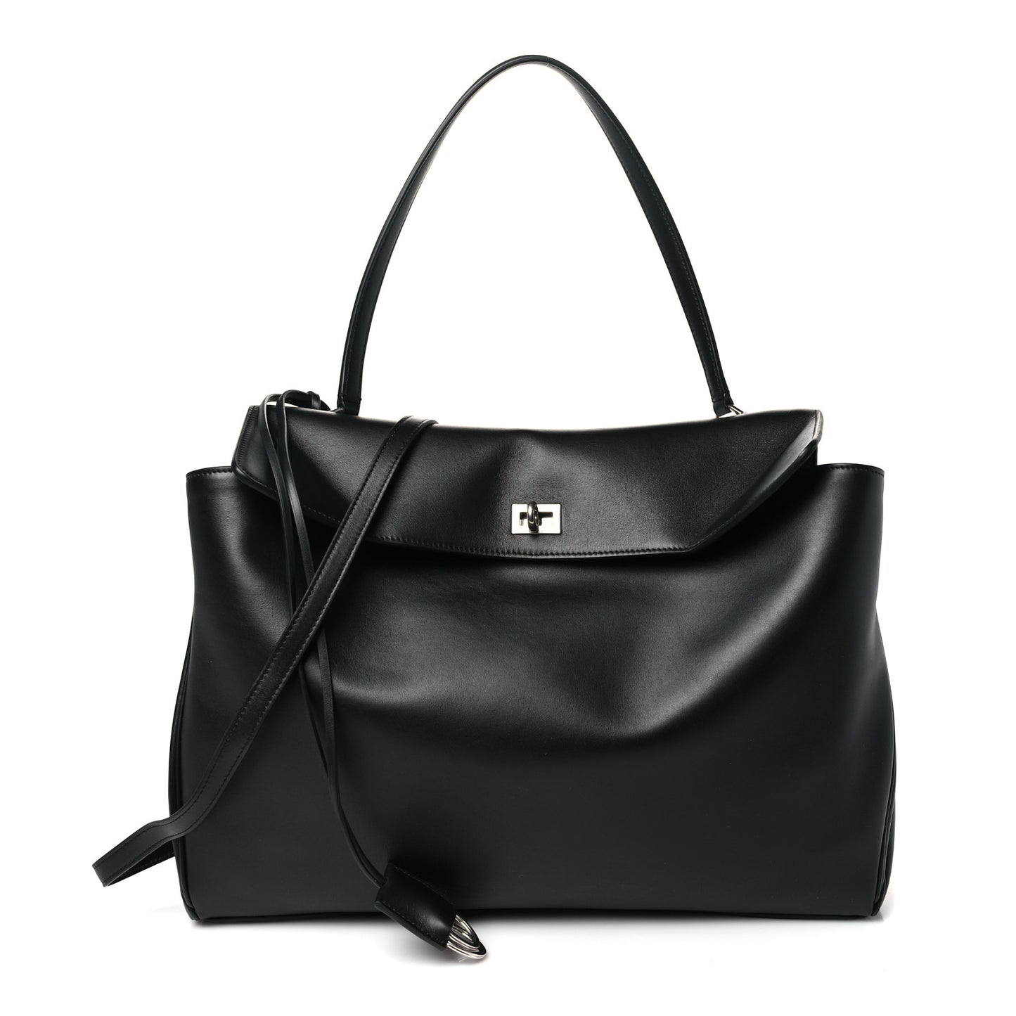 Smooth Calfskin Large Rodeo Top Handle Handbag Black