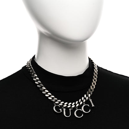 Gucci Metal Script Choker Necklace Silver 2 of 5