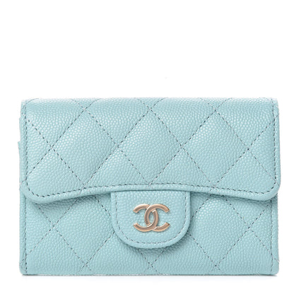 Chanel Caviar Quilted Flap Card Holder Turquoise 1 of 9