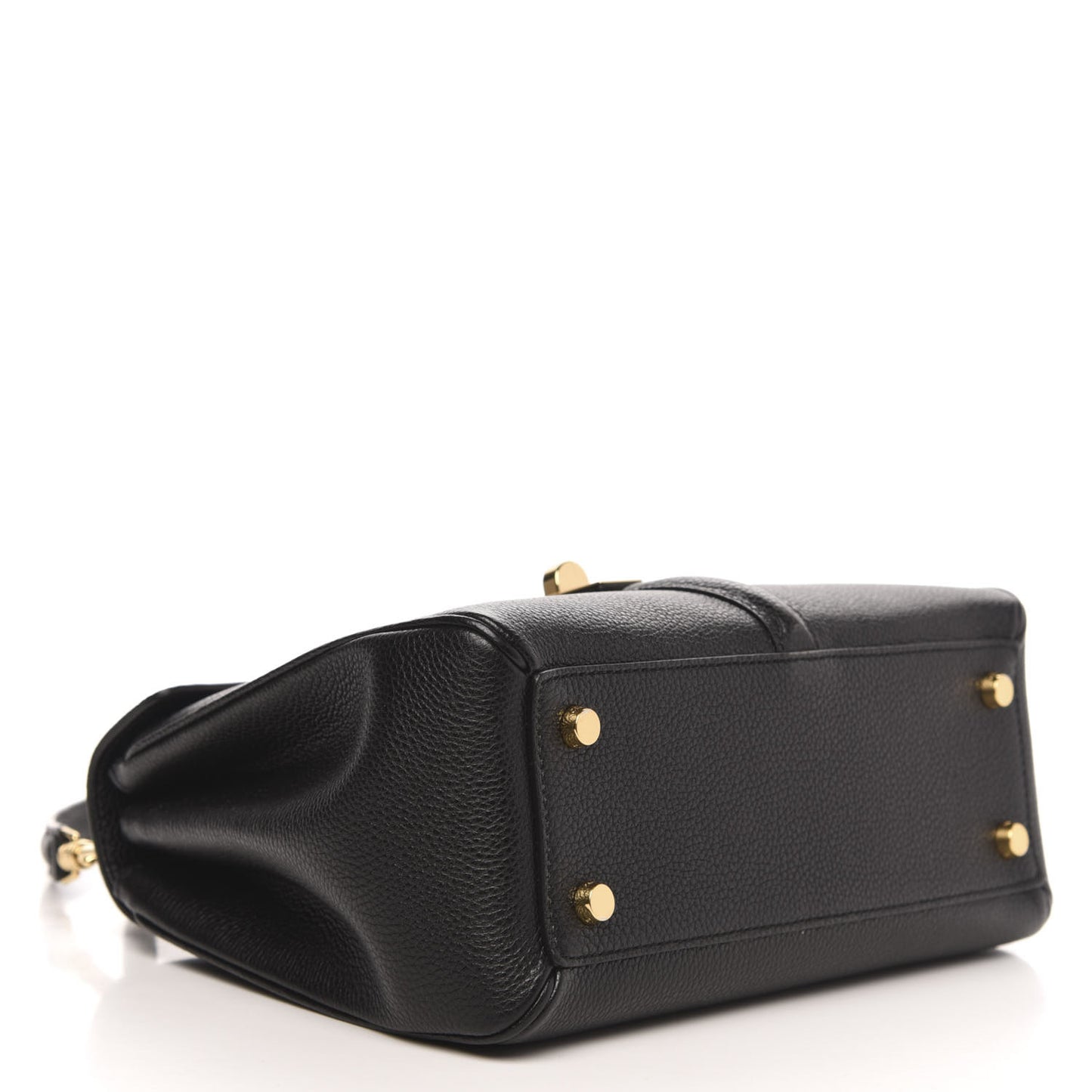 Grained Calfskin Small 16 Top Handle Bag Black