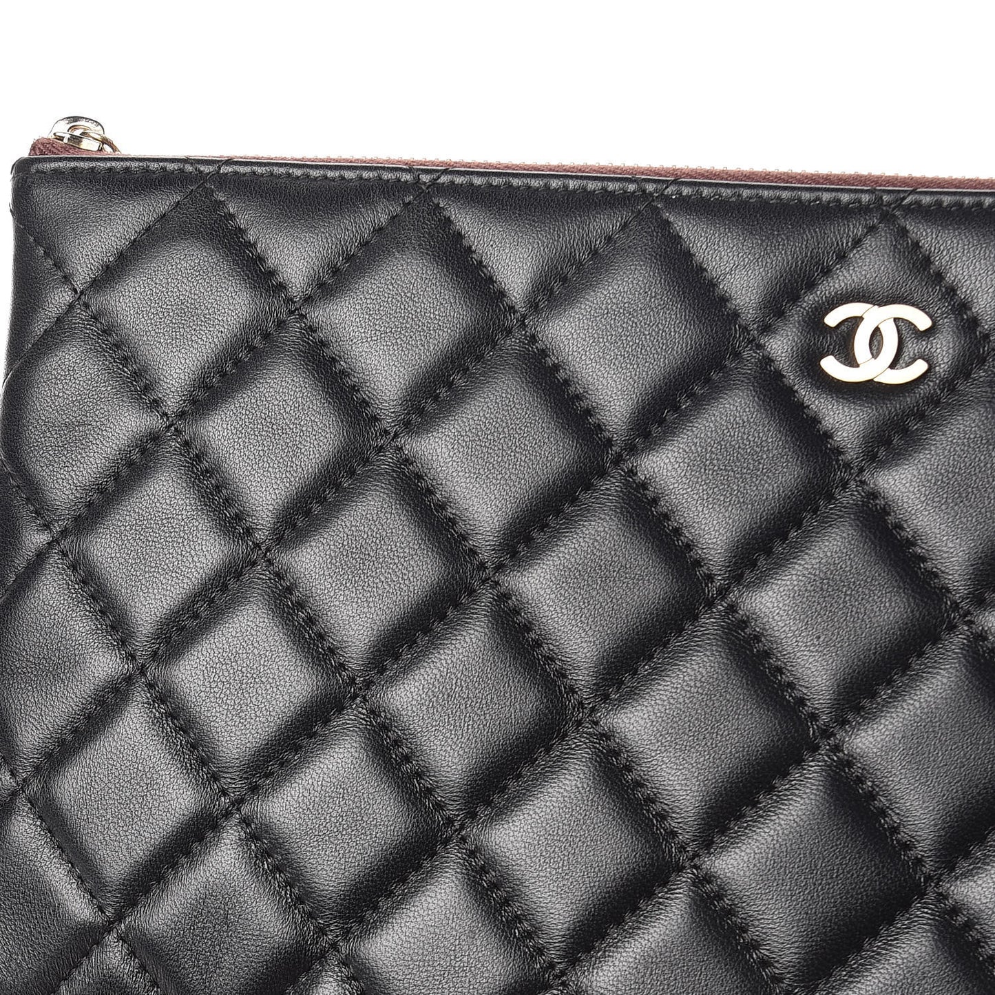 Lambskin Quilted Medium Cosmetic Case Black