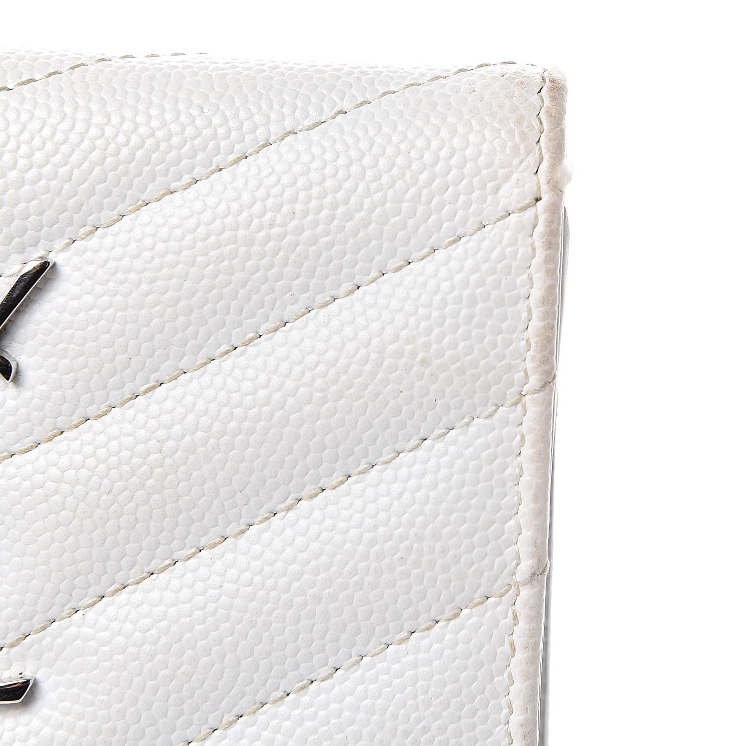 Saint Laurent Grain De Poudre Matelasse Chevron Monogram Card Case White 11 of 11