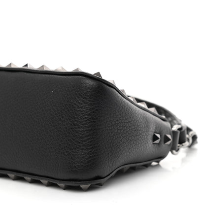 Valentino Garavani Pebbled Calfskin Small Rockstud Flip Lock Shoulder Bag Black 9 of 9