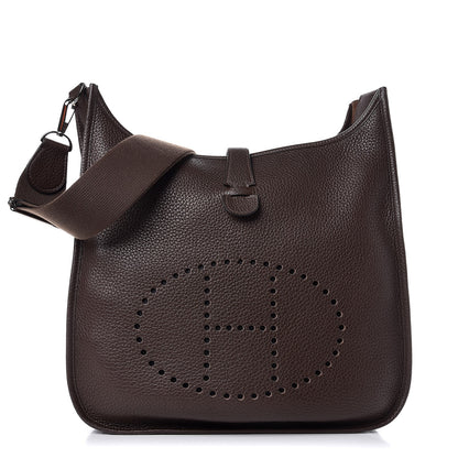 Hermes Taurillon Clemence Evelyne III GM Chocolate 1 of 7
