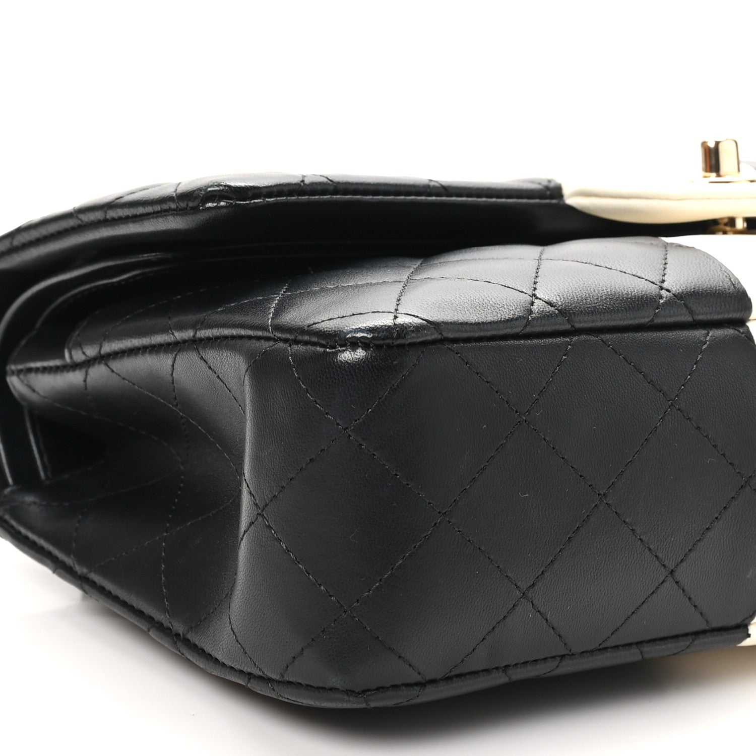 Chanel Lambskin Quilted Medium Double Flap Black White 9 of 11