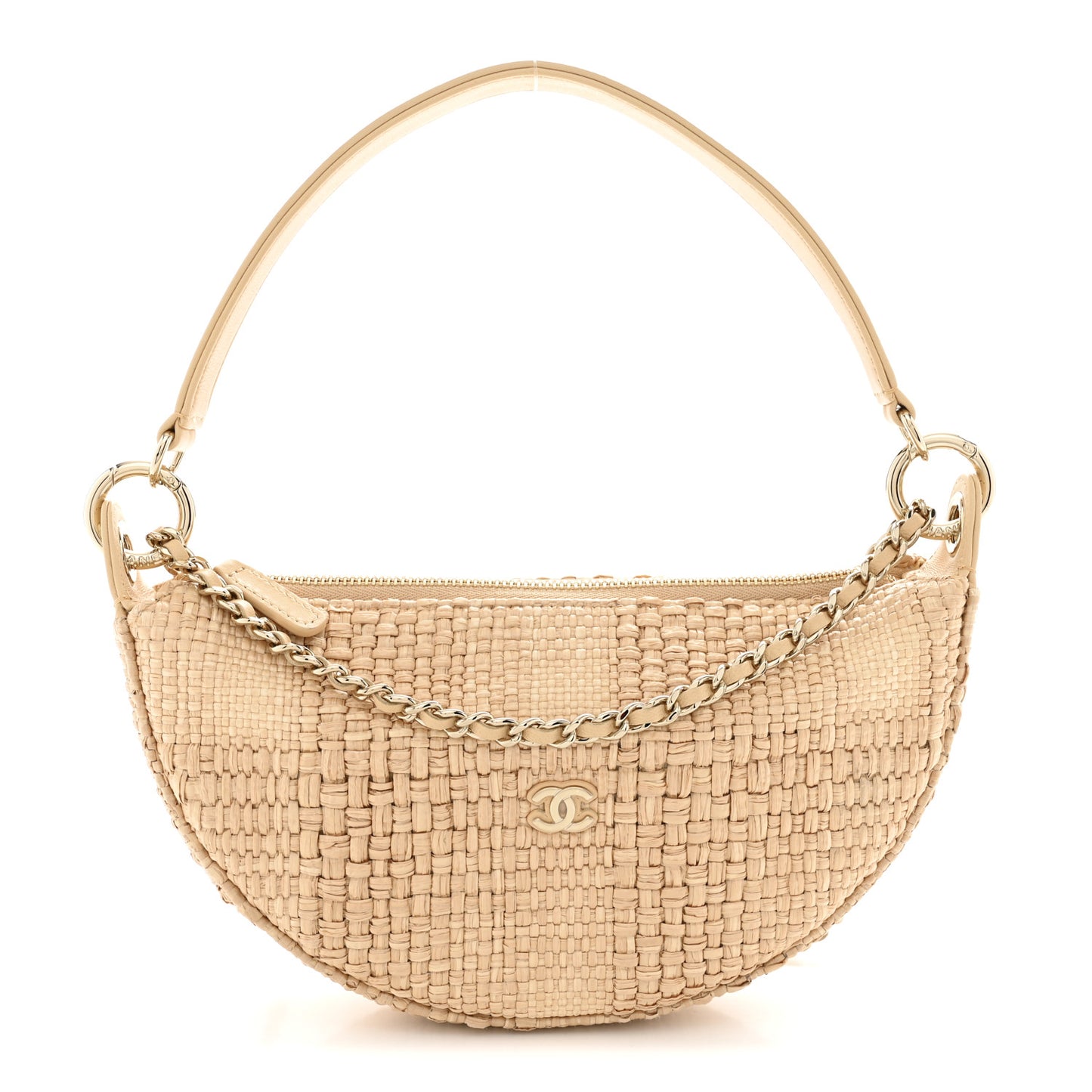 Raffia Other Shape With Chain Beige