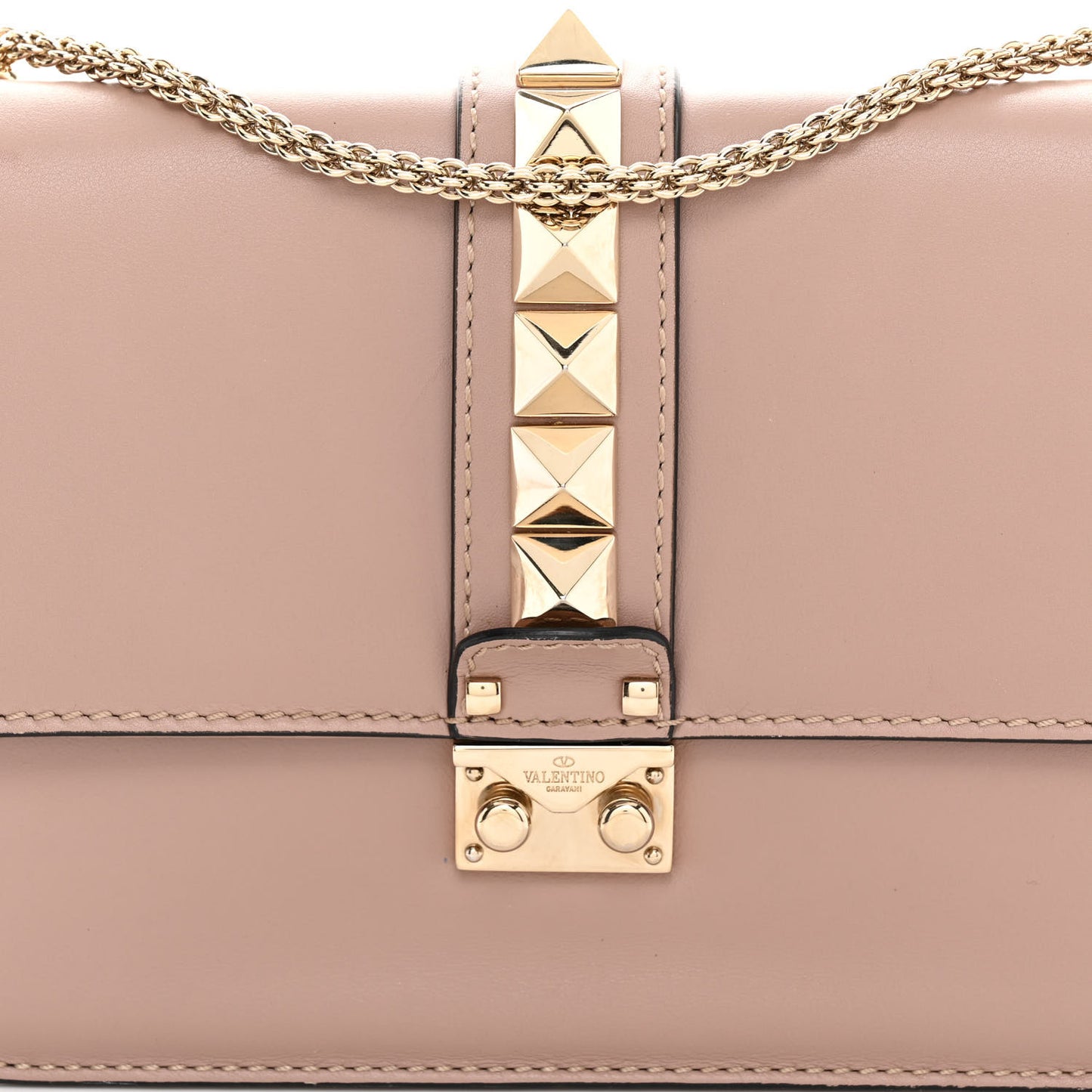 Vitello Medium Glam Lock Rockstud Flap Poudre