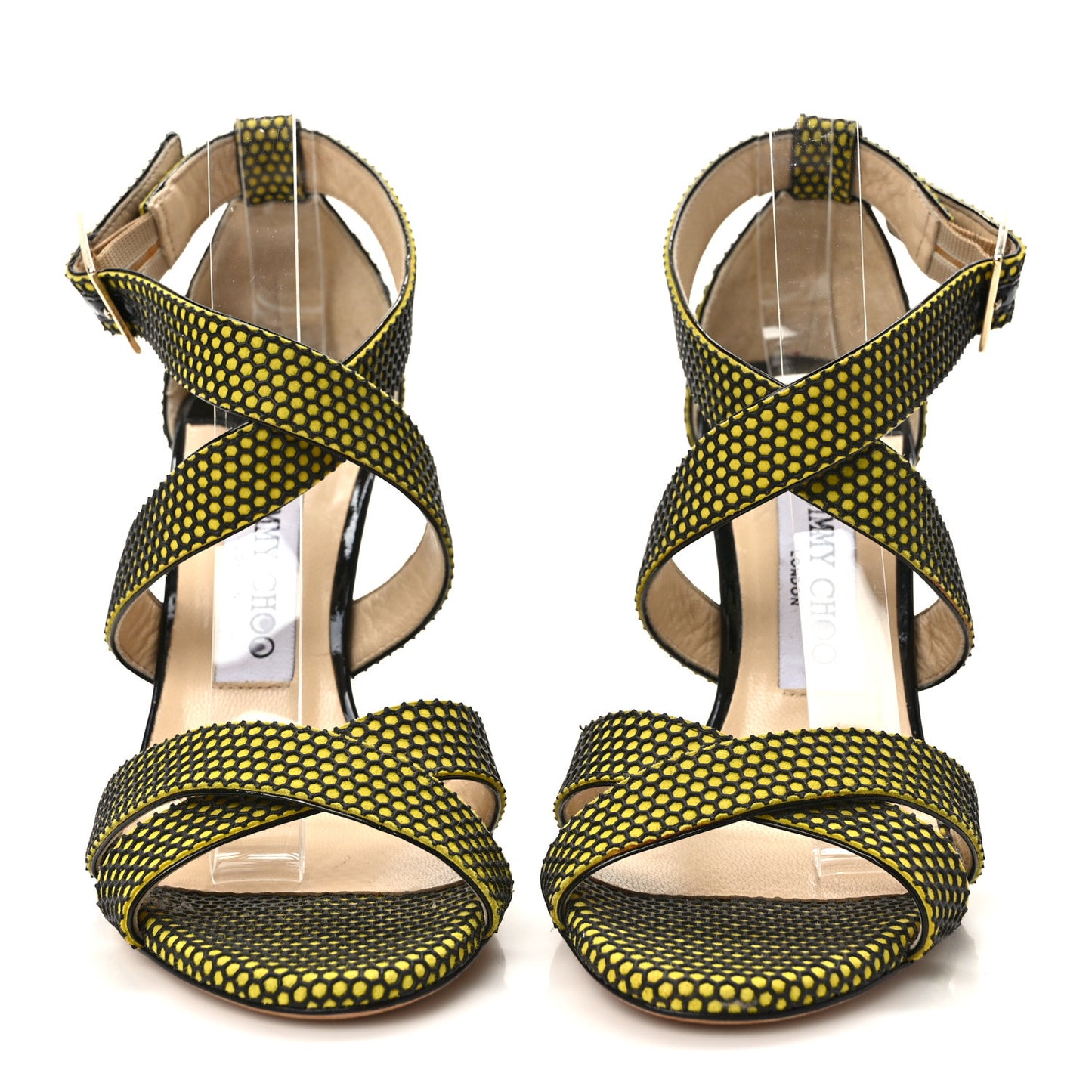 Suede Honeycomb Crisscross Sandals 37 Acid Yellow