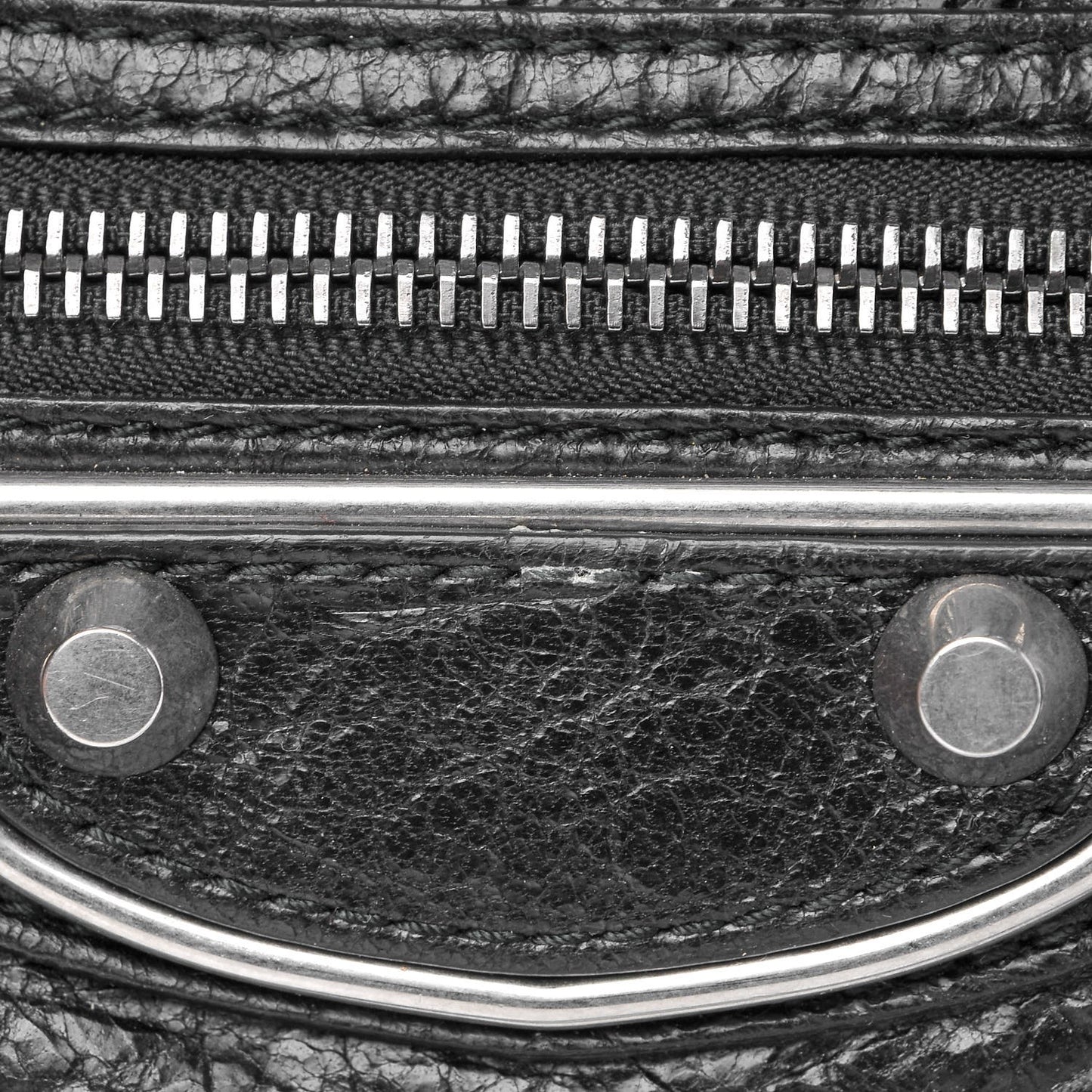 Agneau Silver Metallic Edge Hardware Mini City Black