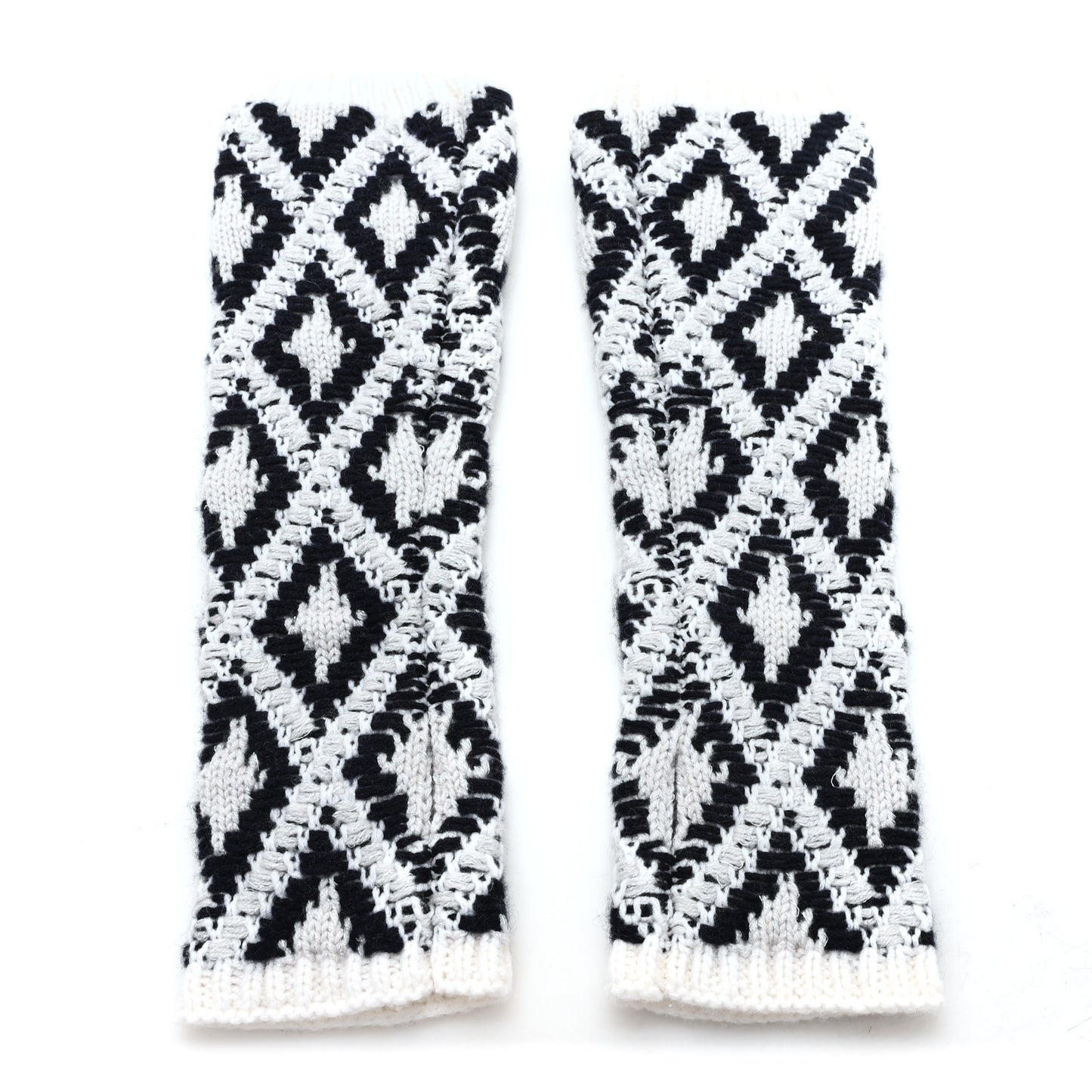 Cashmere Blend CC Beanie Hat With Gloves Set White Navy Blue