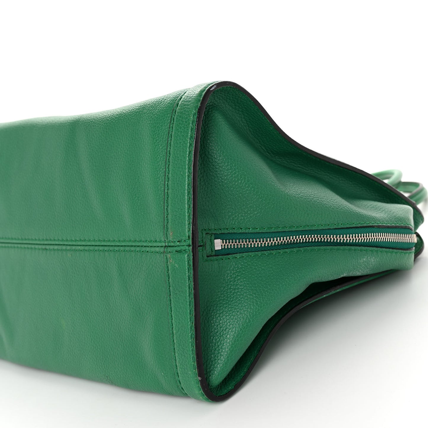 Pebbled Calfskin Large Skull Padlock Zip Around Tote Emerald