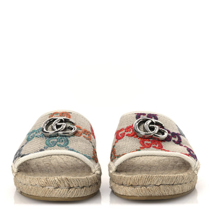 Gucci Linen Psychedelic Mini GG Espadrille Slide Sandals 39 Multicolor 3 of 11