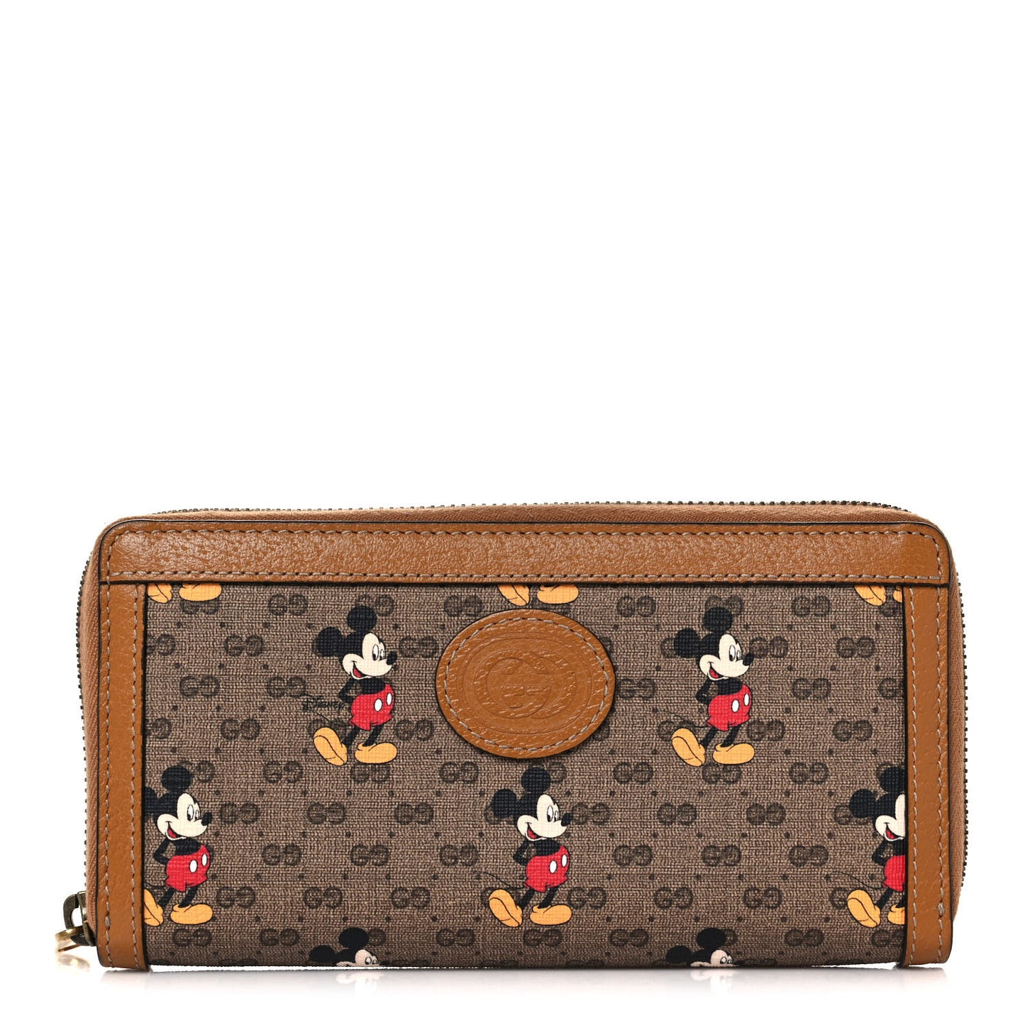 X DISNEY Mini Vintage GG Supreme Monogram Mickey Mouse Zip Around Wallet Beige Vintage Sun Oil