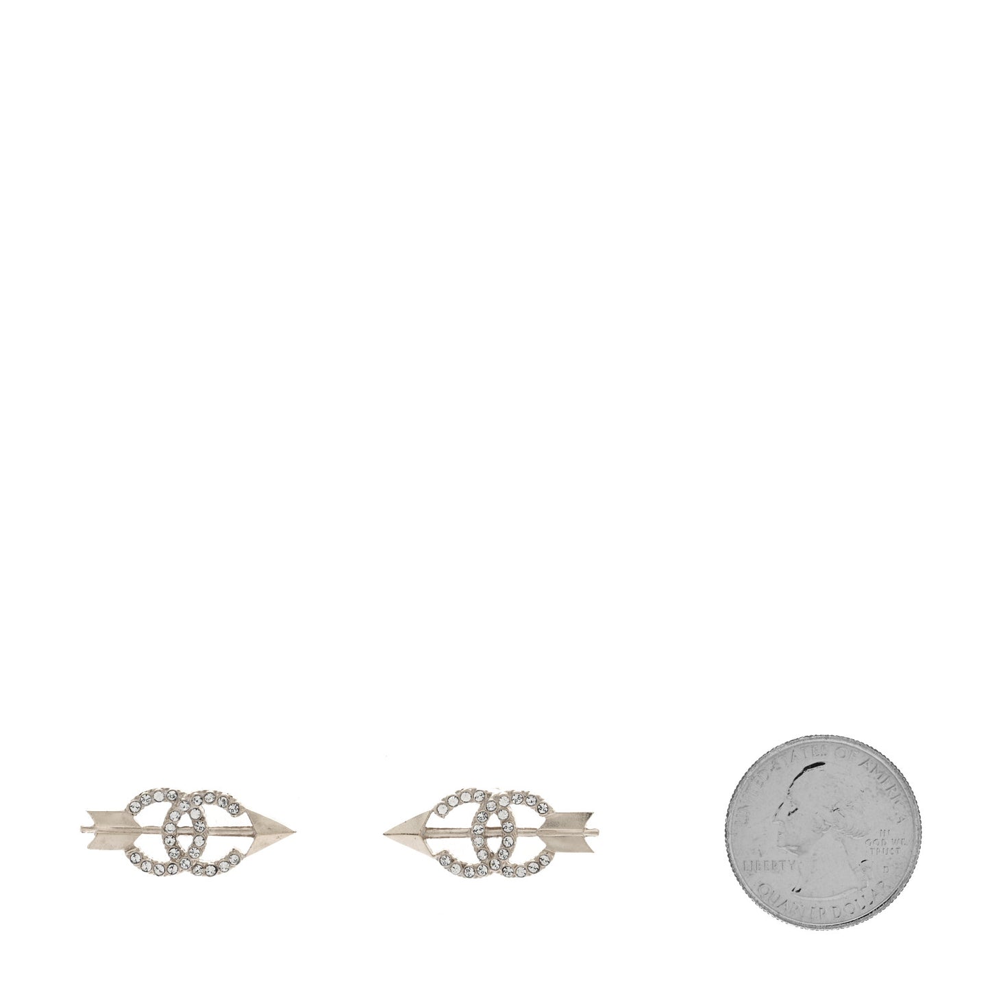 Metal Crystal CC Arrow Earrings Gold