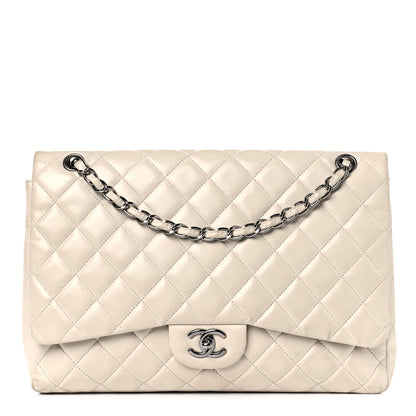 Chanel Lambskin Quilted Maxi Single Flap Beige 1 of 32