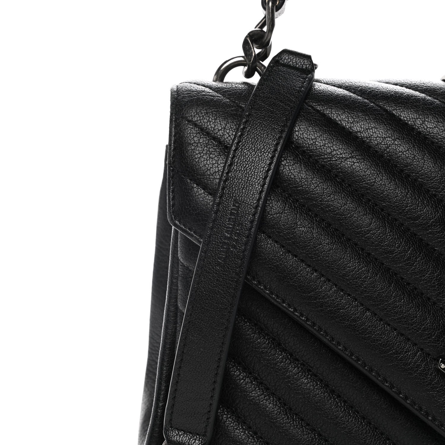 Saint Laurent Sheepskin Matelasse Chevron Monogram Medium College Bag Black 10 of 11