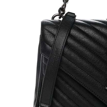 Saint Laurent Sheepskin Matelasse Chevron Monogram Medium College Bag Black 10 of 11