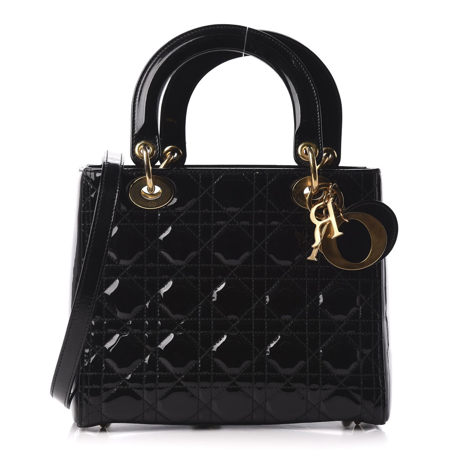 Patent Cannage Medium Lady Dior Black