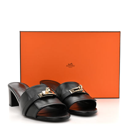 Hermes Calfskin Gigi 50 Sandals 37.5 Black 11 of 11