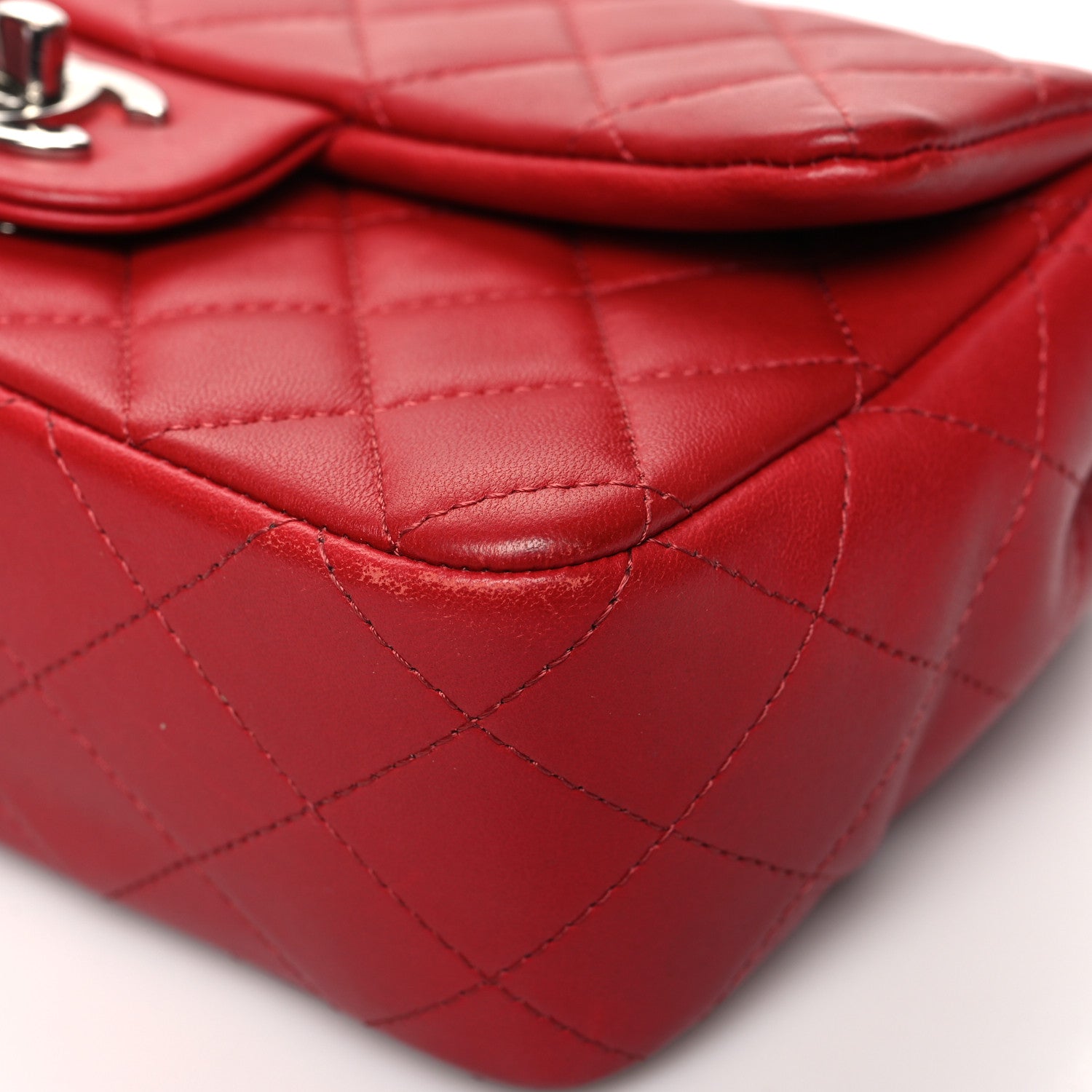 Chanel Lambskin Quilted Mini Rectangular Flap Red 10 of 13