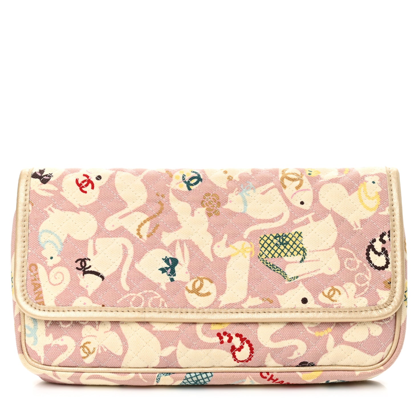 Canvas Baby Animals Clutch Pink