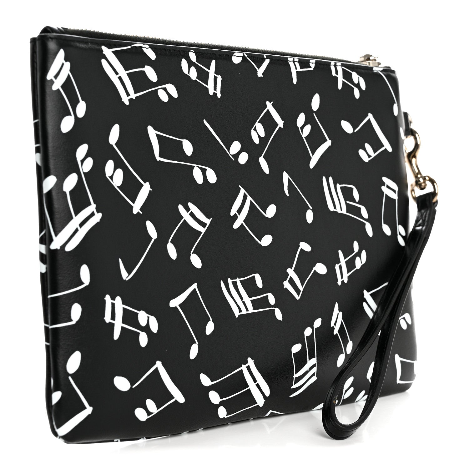 Saint Laurent Calfskin Musical Notes Zip Pouch Black 3 of 11