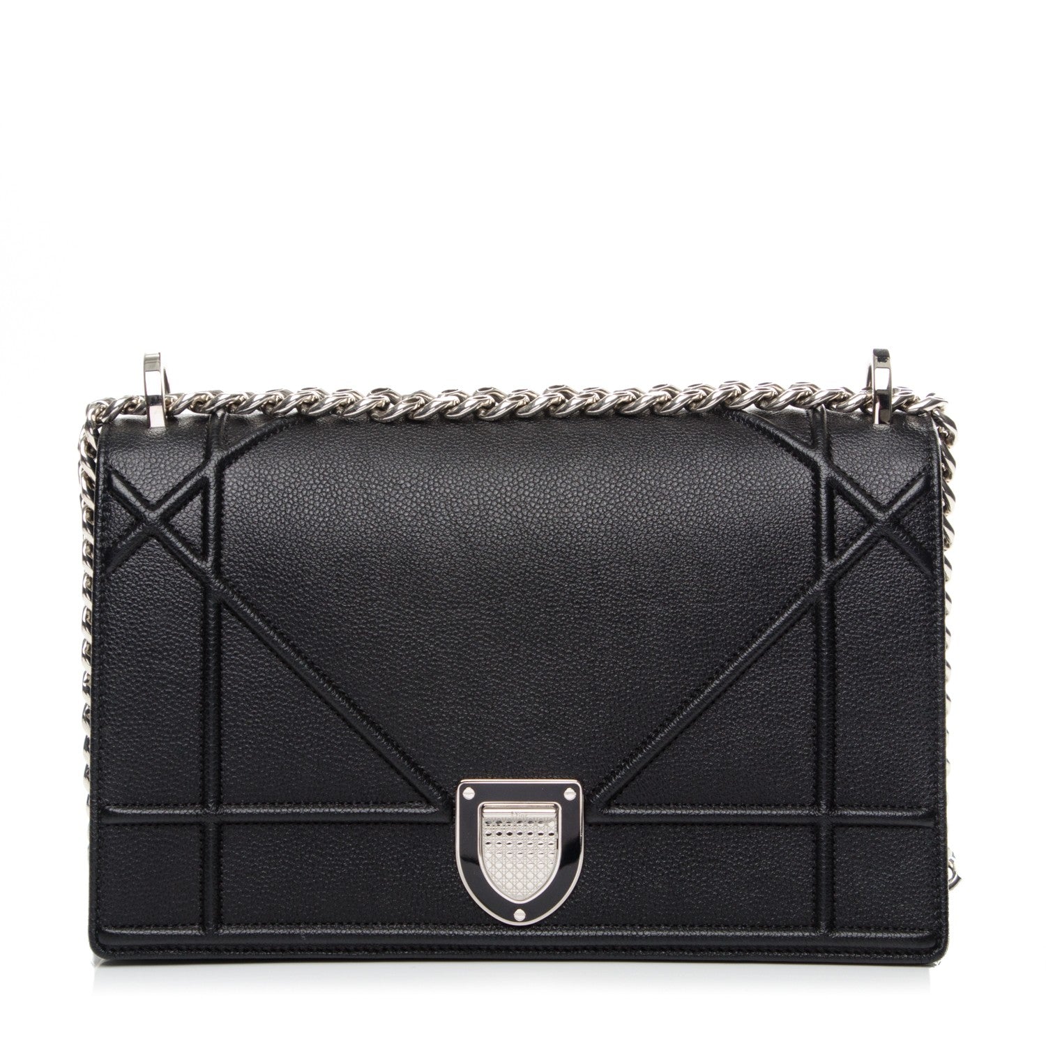 Christian Dior Grained Calfskin Medium Diorama Flap Bag Black 1 of 7