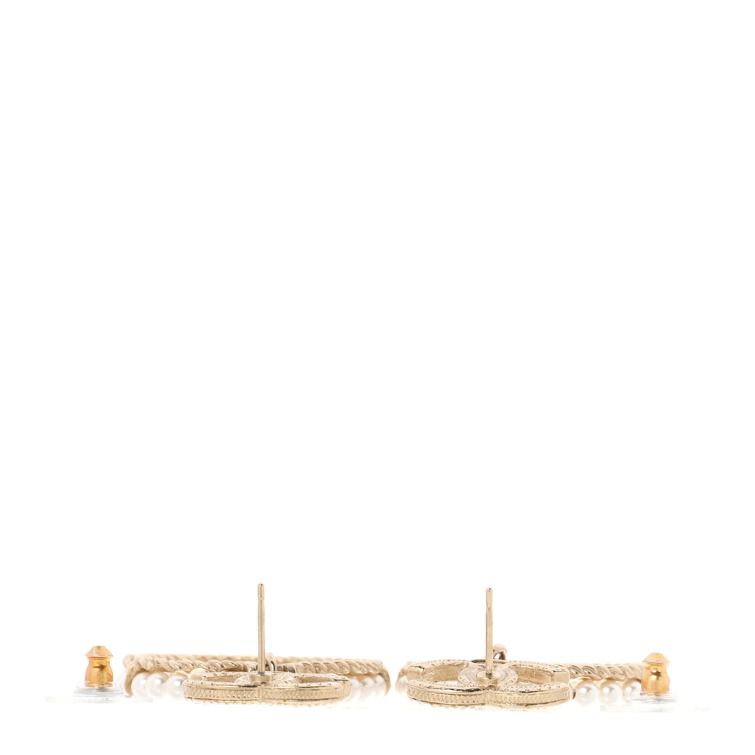Chanel Crystal Pearl Chanel Charms CC Drop Earrings Gold 3 of 5