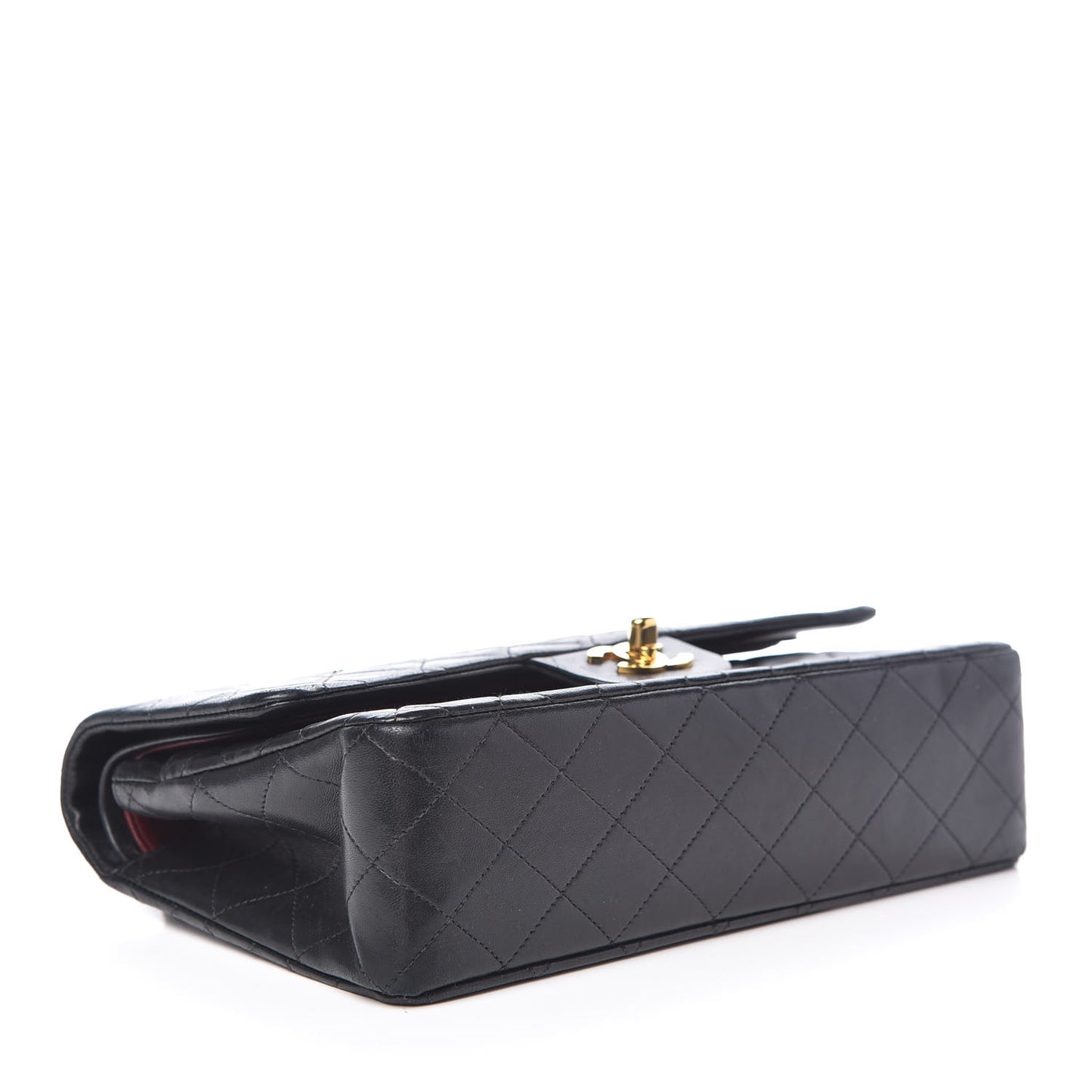 Lambskin Quilted Medium Double Flap Black