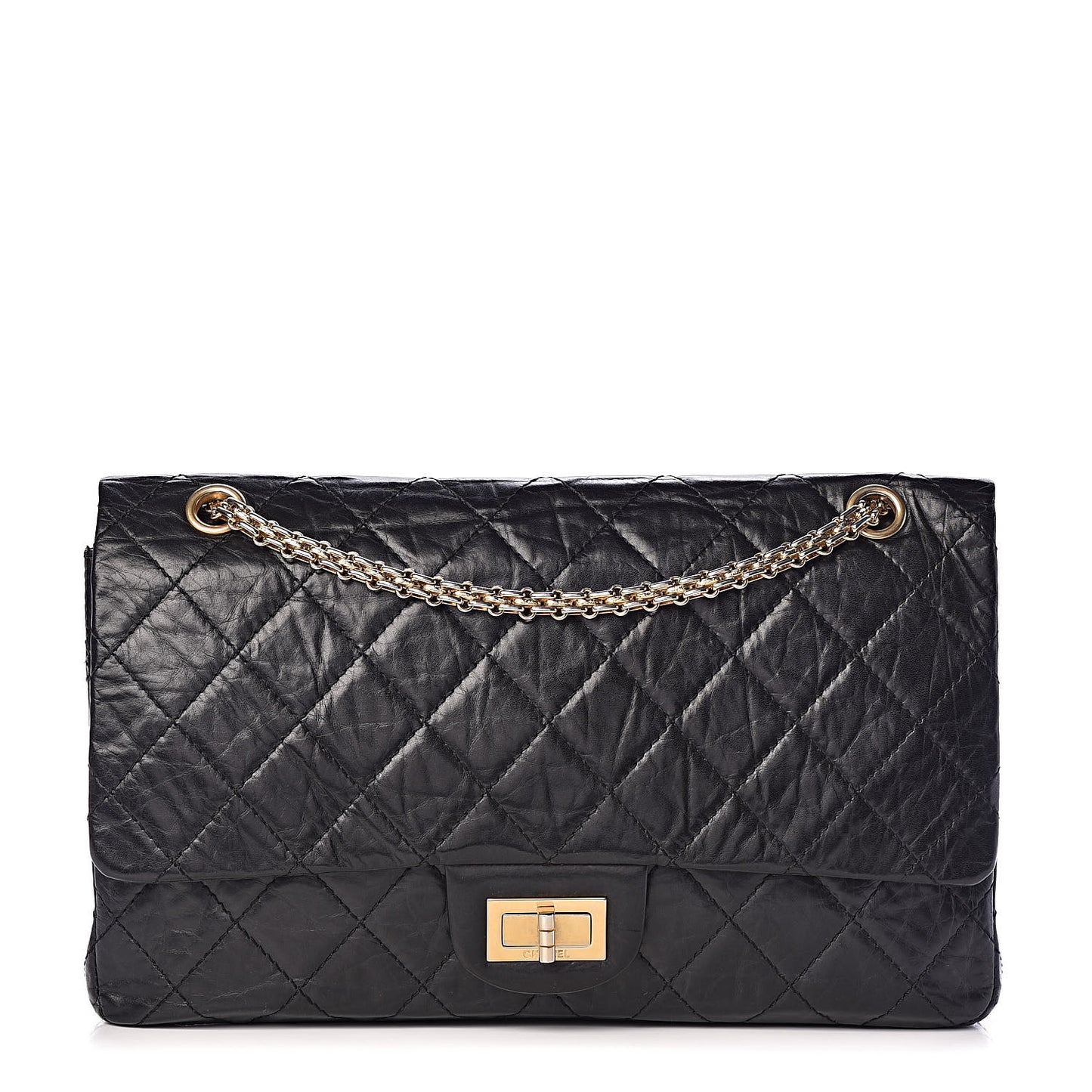 Aged Calfskin Quilted 50th Anniversary 2.55 Reissue 227 Flap Black