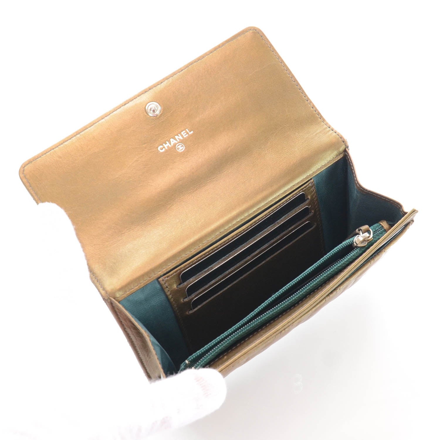 Chanel Aged Calfskin Paris New York PNY Flap Wallet Dark Gold 4 of 8