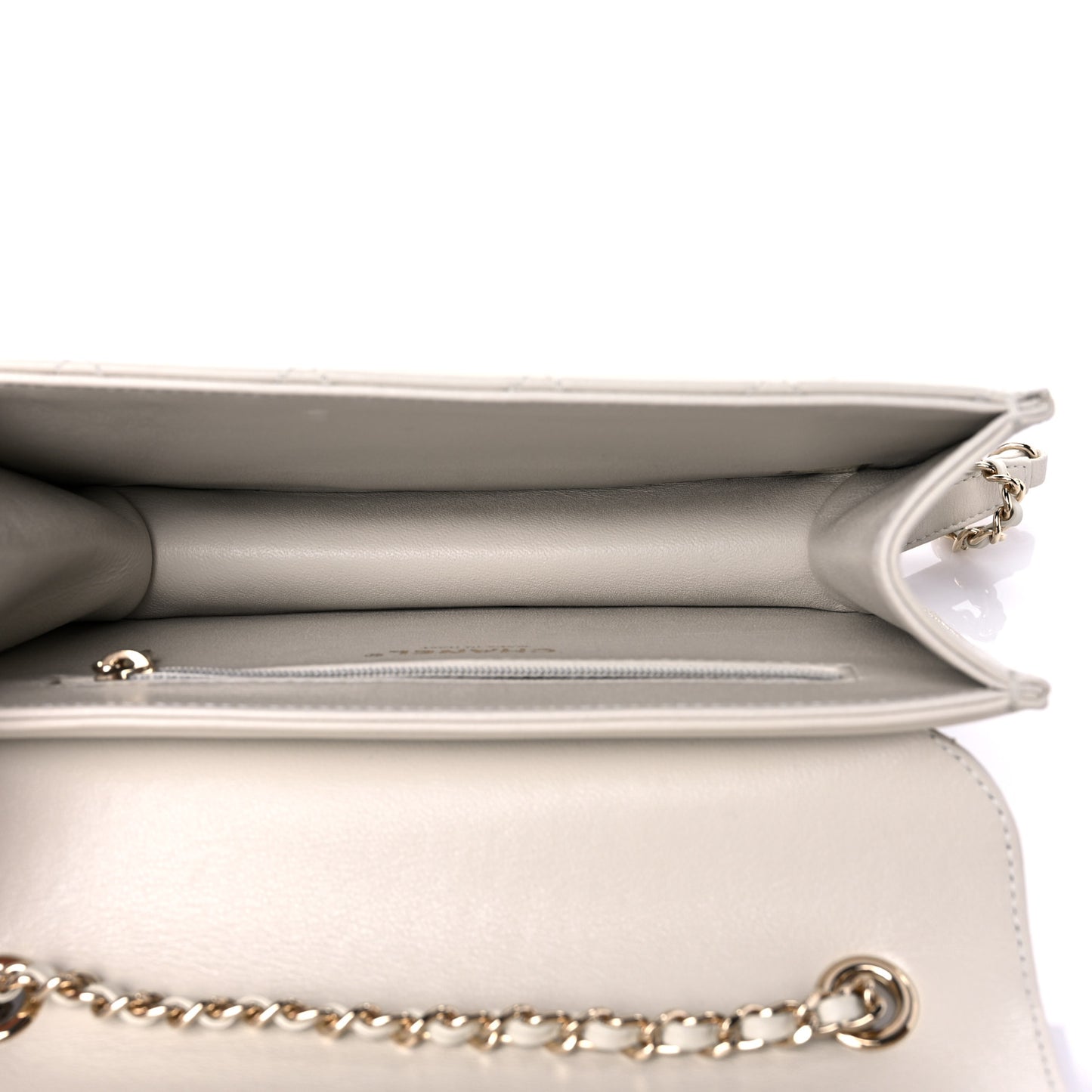 Sheepskin Quilted Mini Beauty Lock Flap White