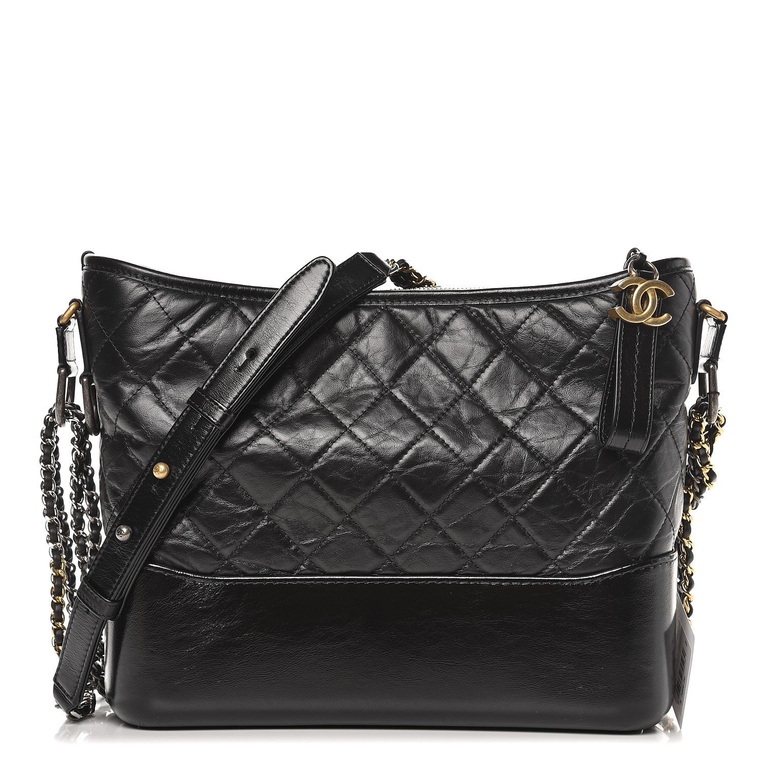 Chanel Aged Calfskin Quilted Medium Gabrielle Hobo Black 1 of 8