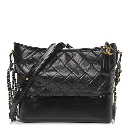 Chanel Aged Calfskin Quilted Medium Gabrielle Hobo Black 1 of 8