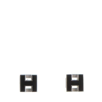 Hermes Palladium Lacquered Cage d'H Earrings Black 1 of 6