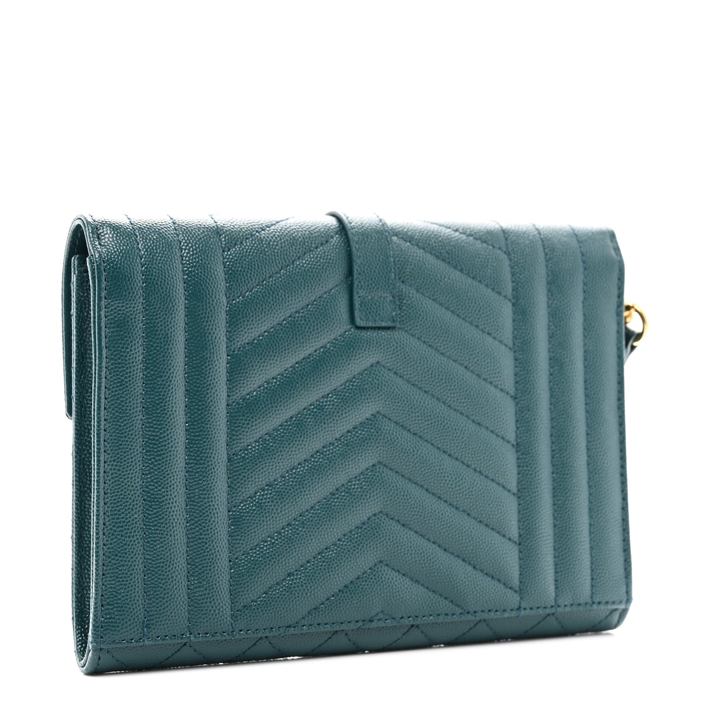 Grain De Poudre Textured Mixed Matelasse Triquilt Monogram Clutch Sea Turquois