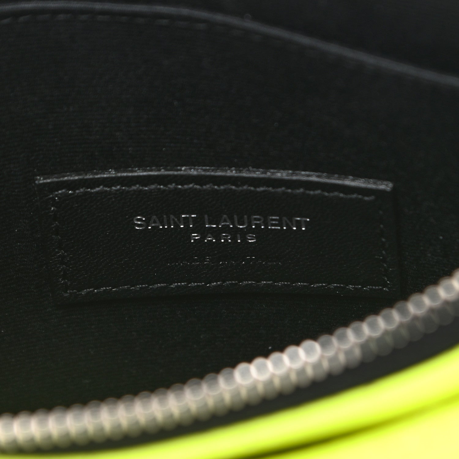 Saint Laurent Patent Grain De Poudre Matelasse Chevron Monogram Bill Pouch Neon Yellow 6 of 7