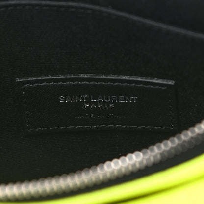 Saint Laurent Patent Grain De Poudre Matelasse Chevron Monogram Bill Pouch Neon Yellow 6 of 7