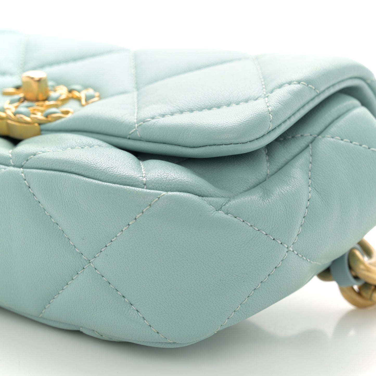 Lambskin Quilted Chanel 19 Waist Bag Light Blue