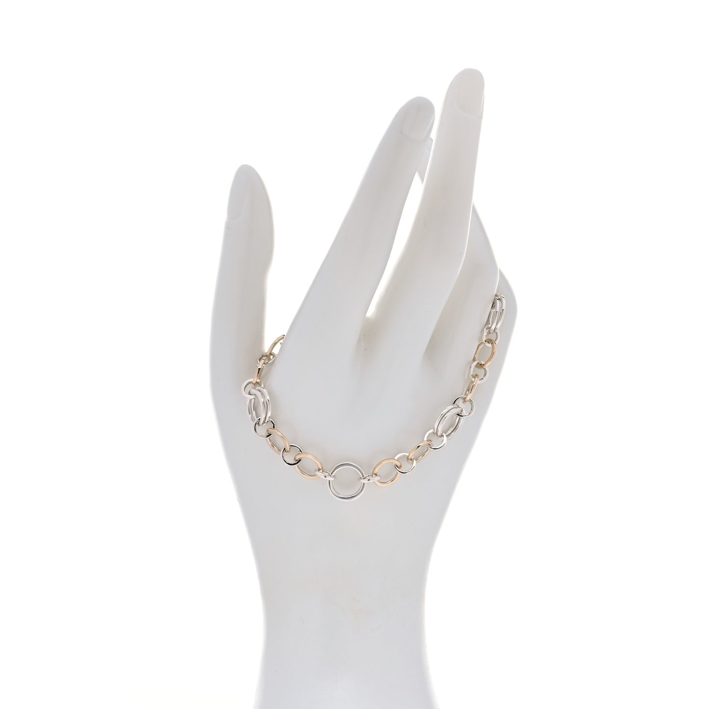Sterling Silver 18K Yellow Gold Circle Link Bracelet