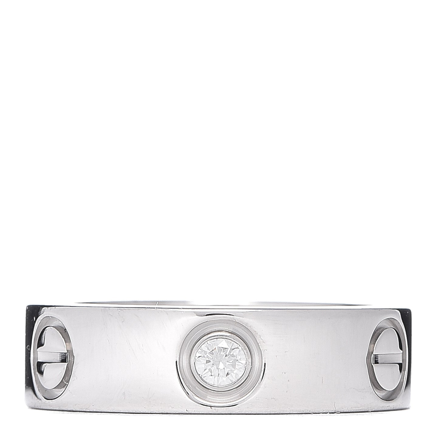 18K White Gold 3 Diamond 5.5mm LOVE Ring 51 5.75