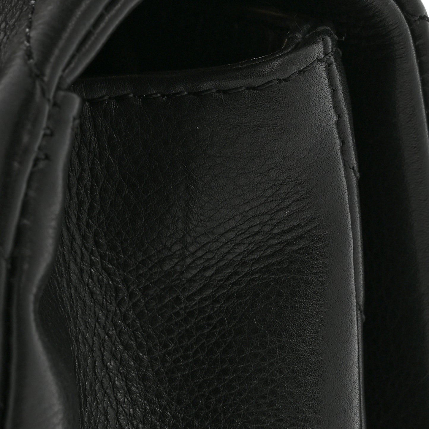 Calfskin Chevron Quilted Mini Rock The Corner Flap Black
