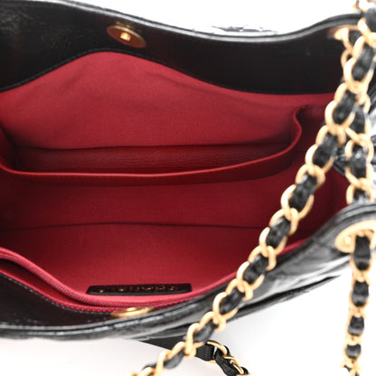 Chanel Shiny Crumpled Calfskin Quilted Wavy CC Hobo Black 5 of 10