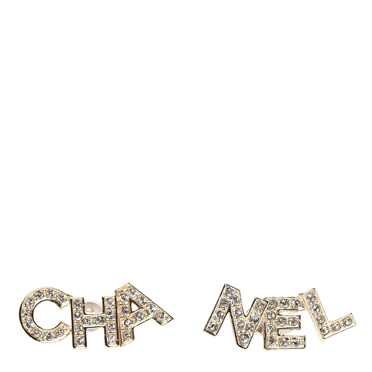 Chanel Crystal Pearl Signature Stud Earrings Gold 1 of 5